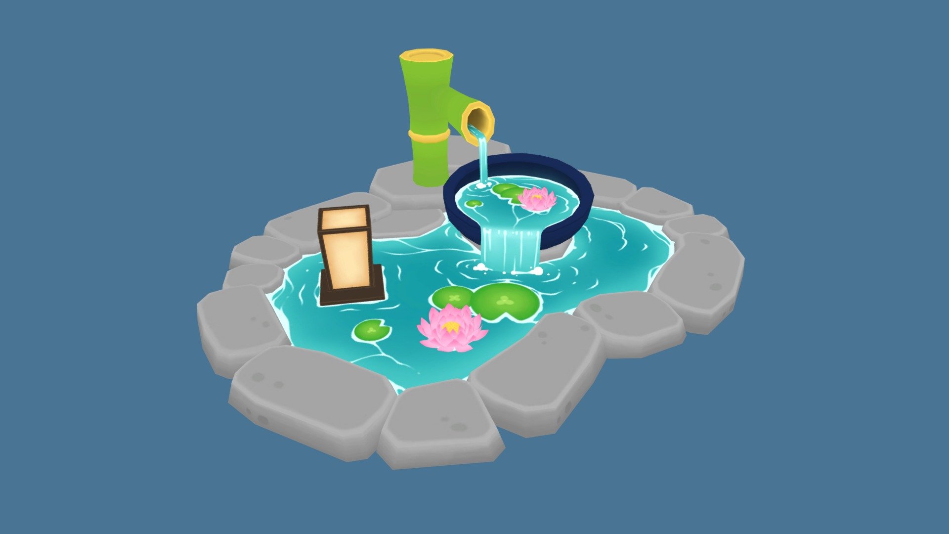 Stylised Japanese Pond 3d model