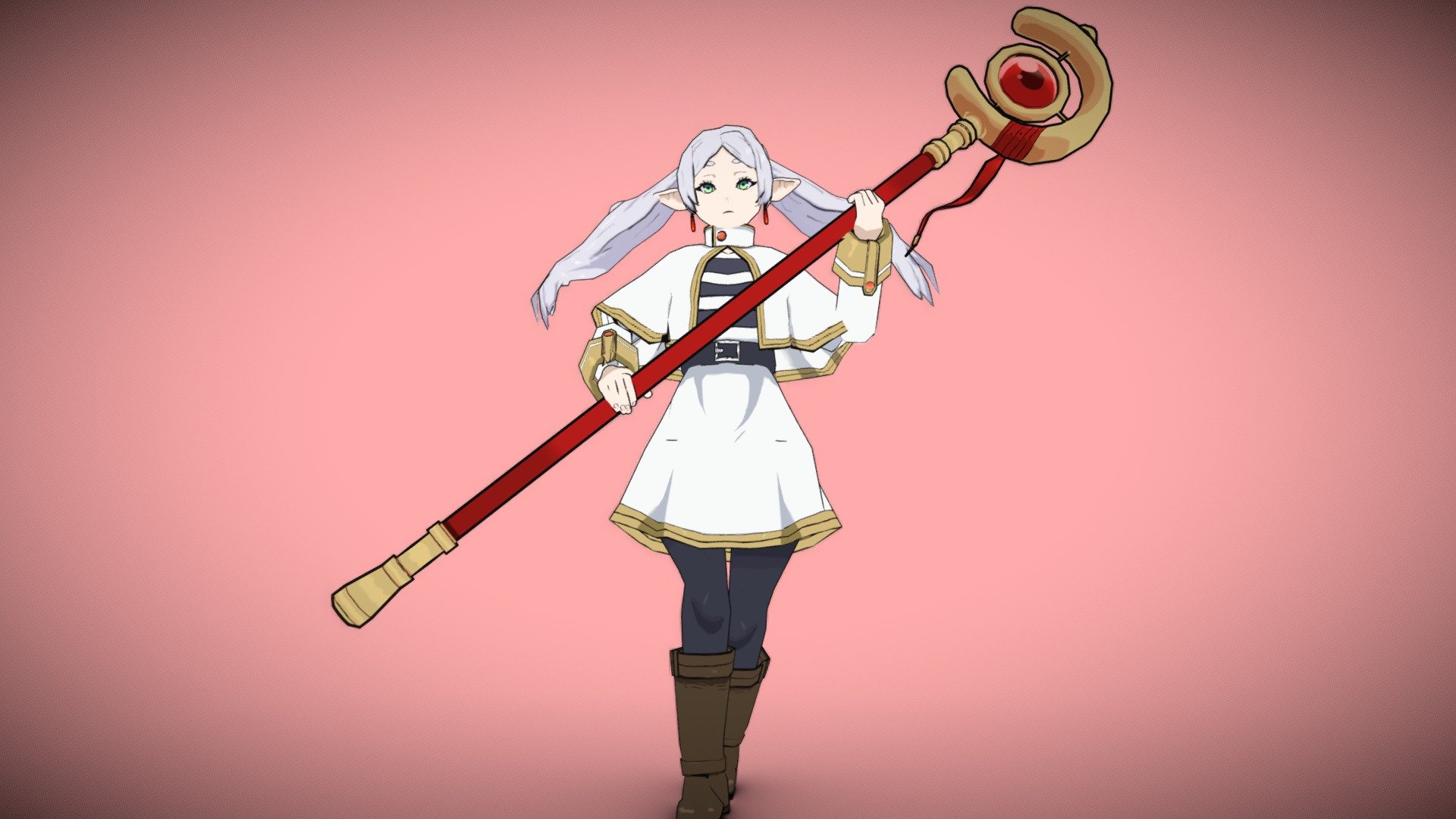 Frieren with her wand 3d model