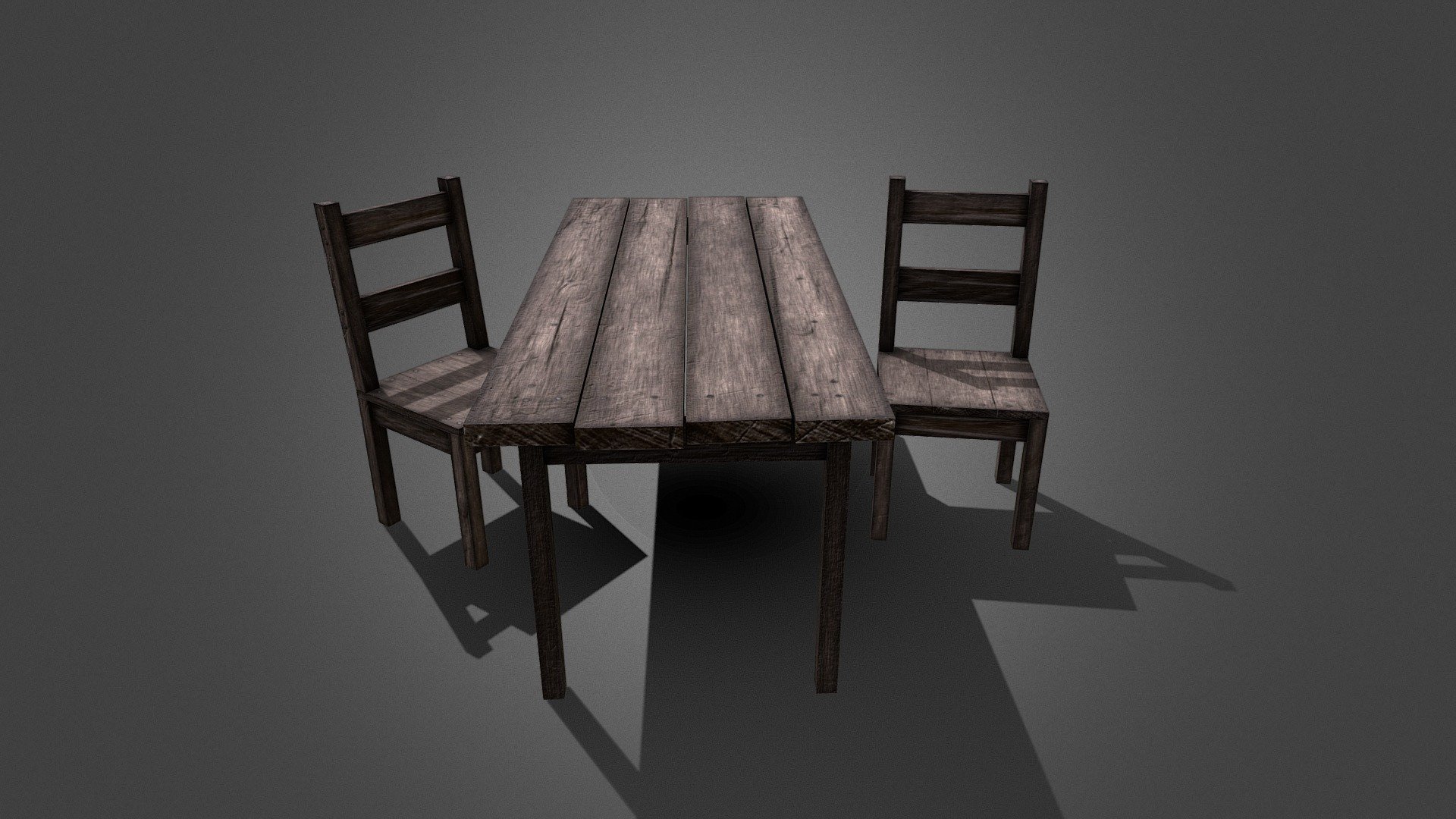 Worn Chair and Table 3d model