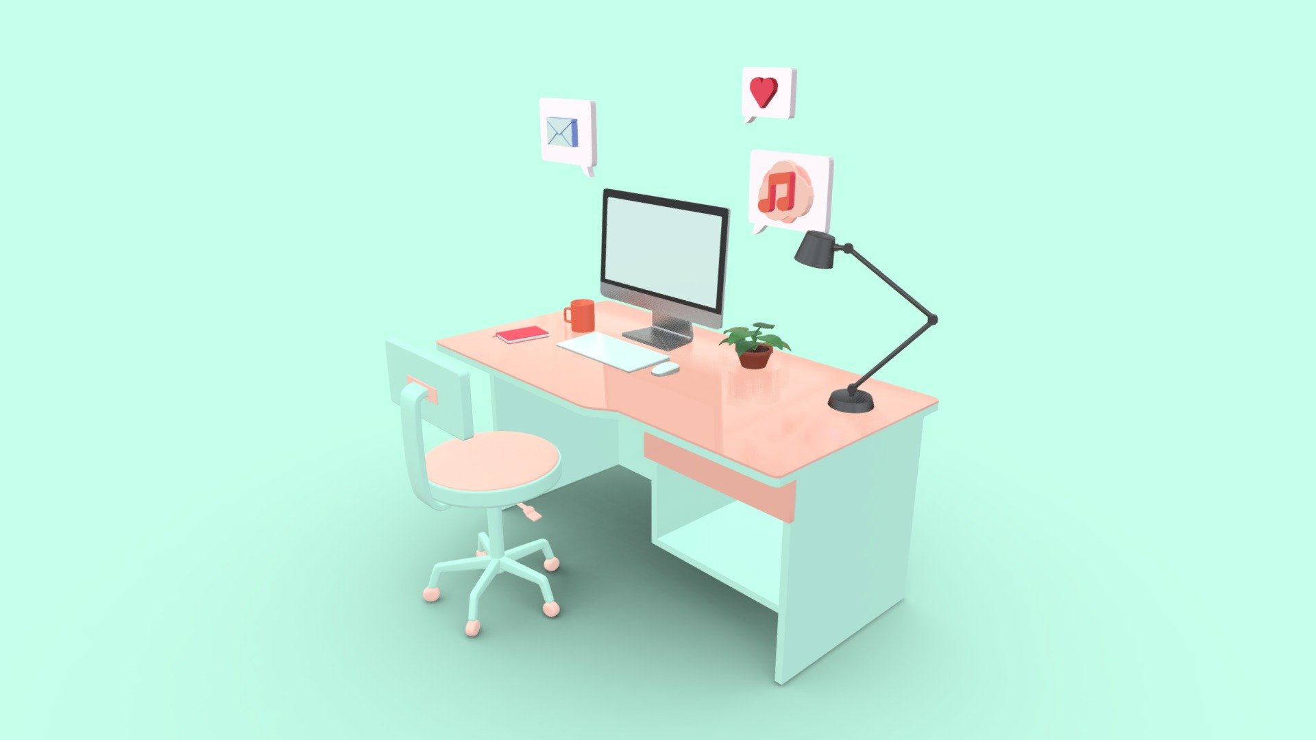 Lowploy Desk 3d model