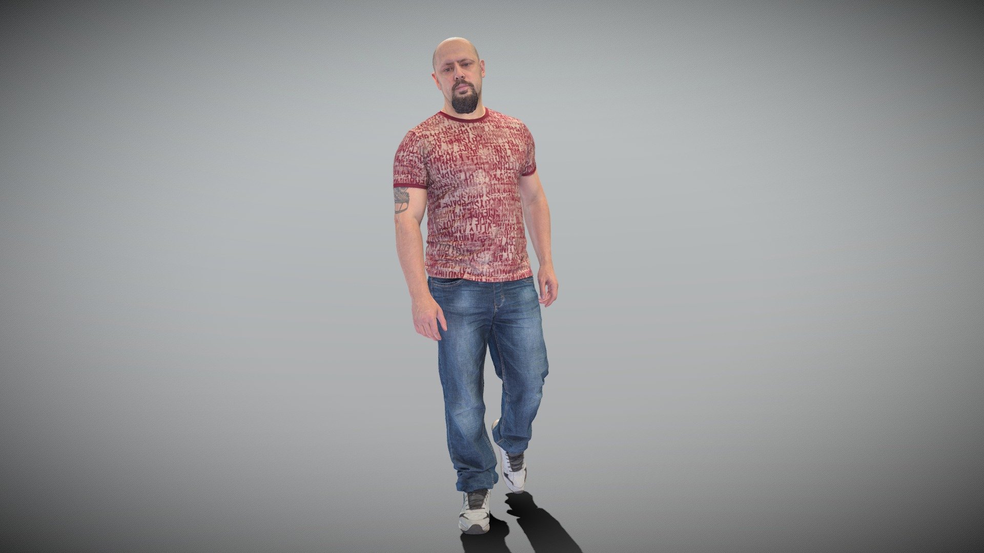 Bald man walking 358 3d model