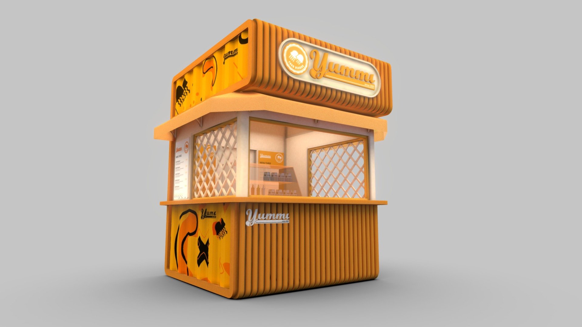 FOOD VENDOR KIOSK TE 3d model