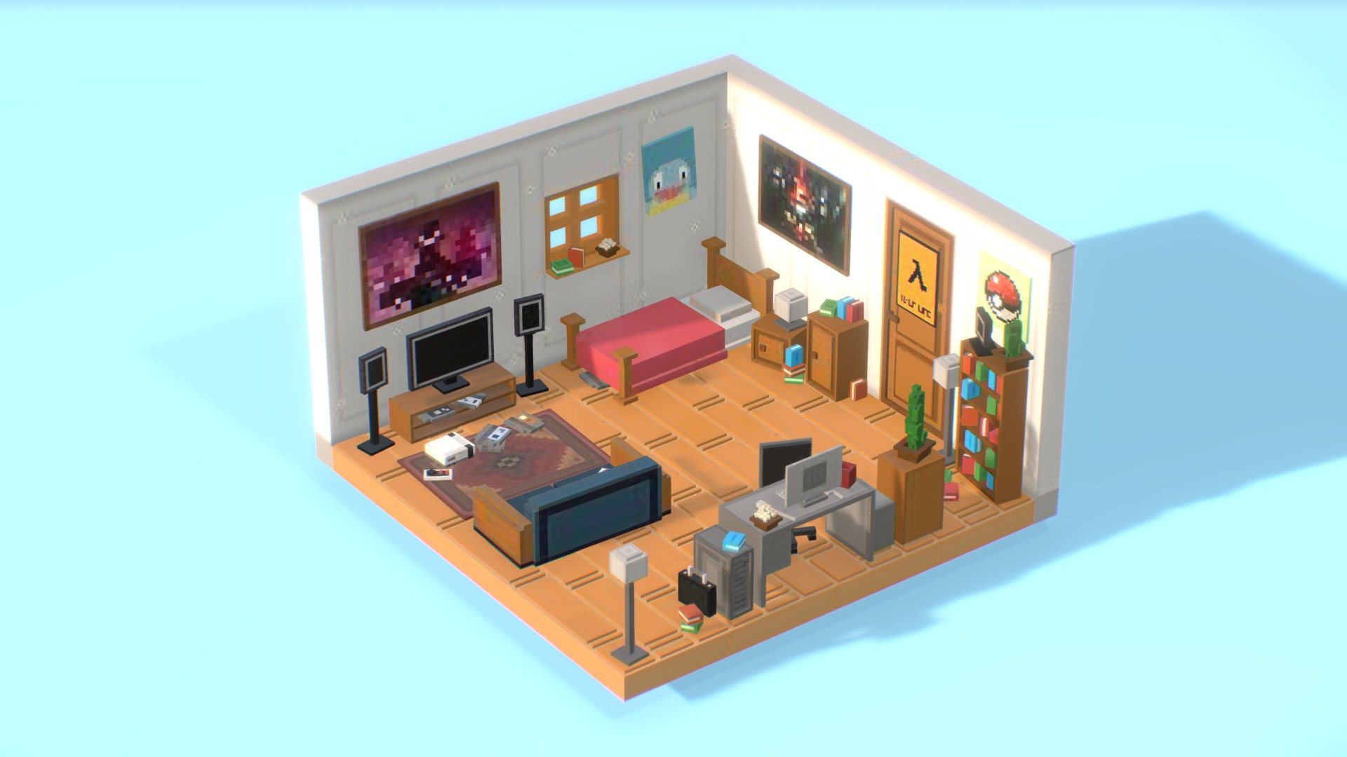 little voxel room 3d model