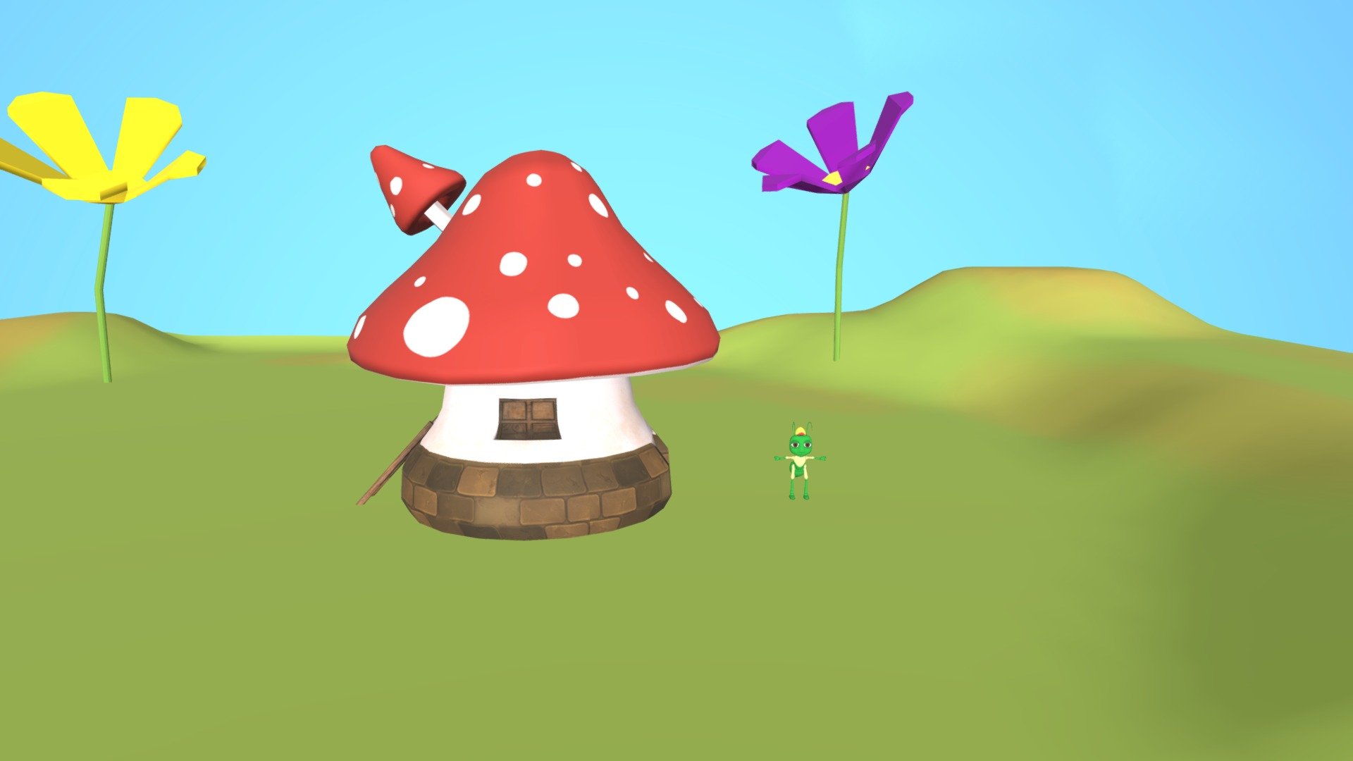 FREE Bugs City: Mushroom House with Green Ant 3d model