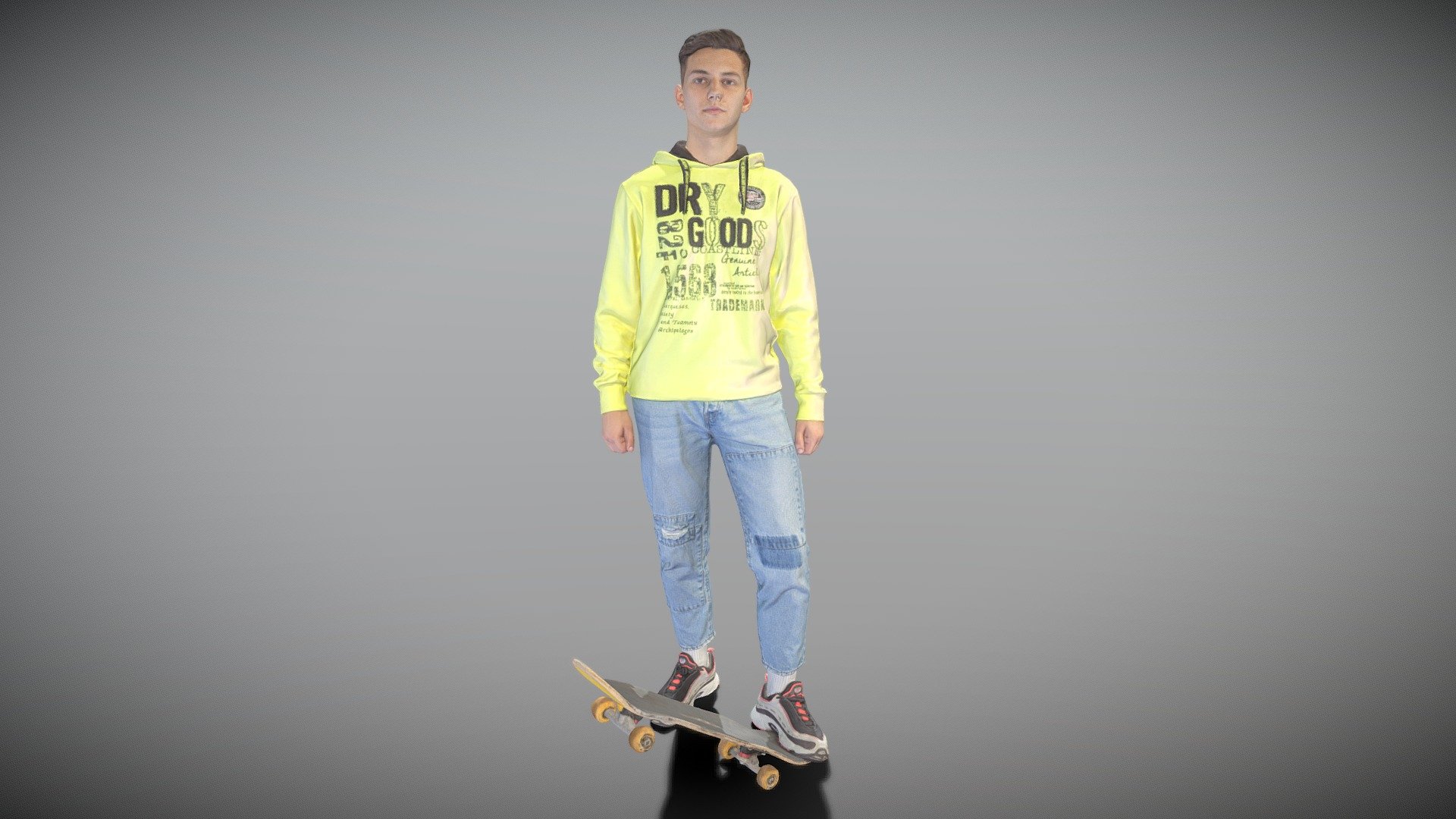 Young man on skateboard 333 3d model