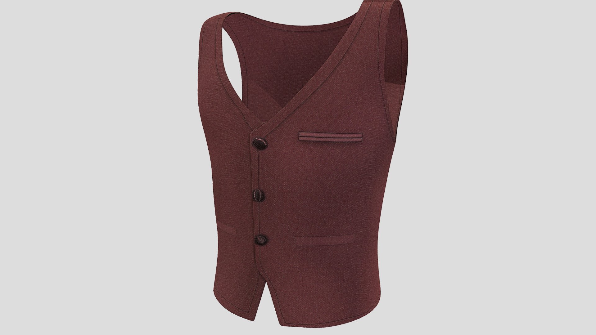 Mens Classic Red Waistcoat 3d model