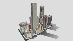 City Buildings Skyscraper New York Low-poly