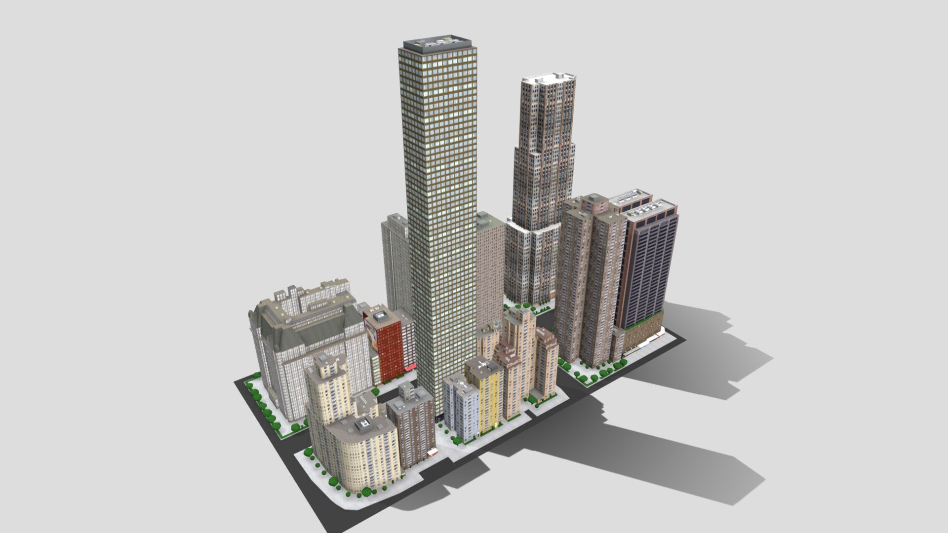 City Buildings Skyscraper New York Low-poly 3d model