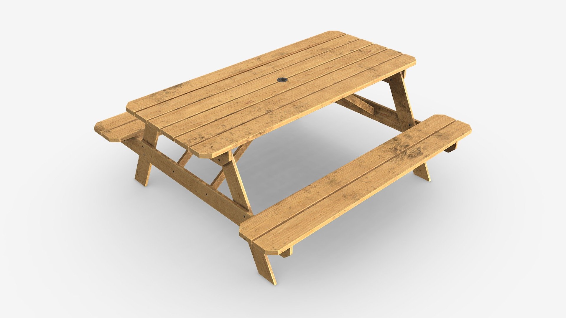 Wood Picnic Table dirty 3d model