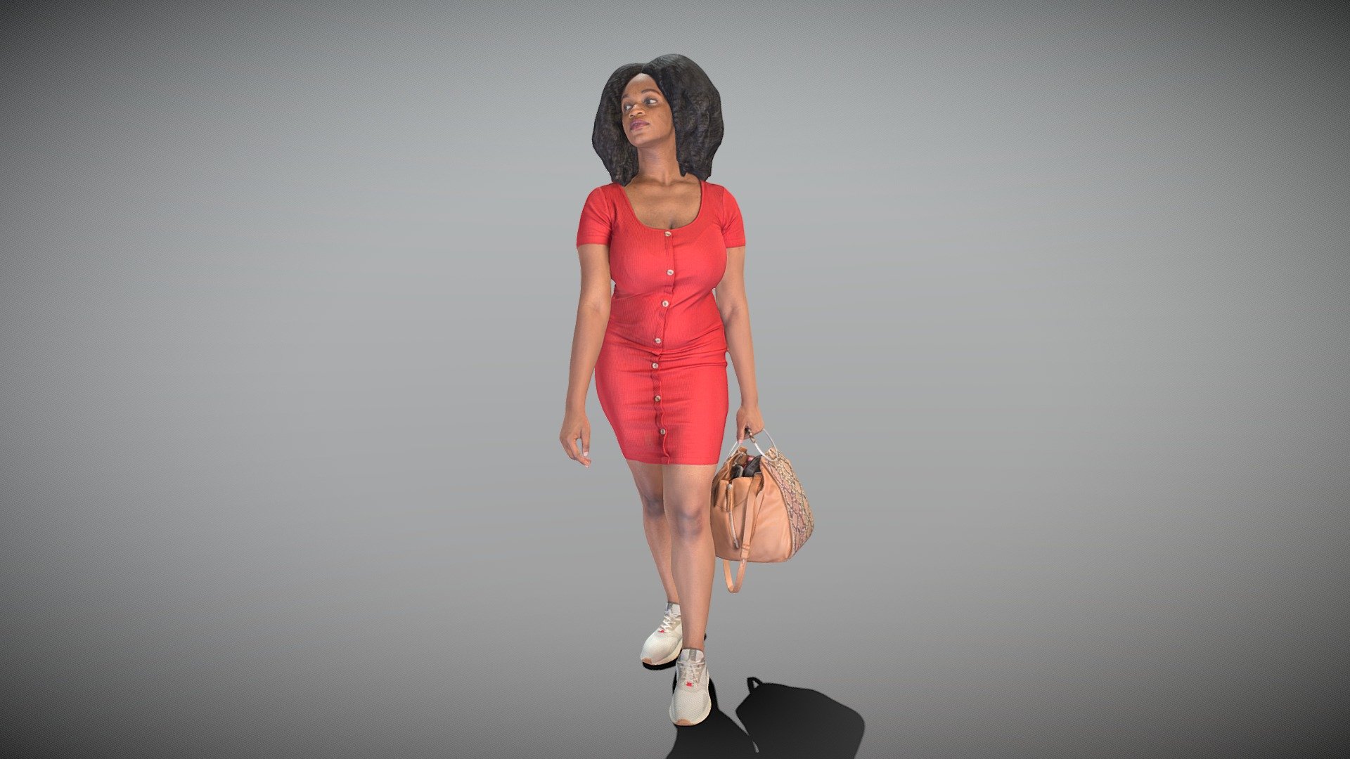 Young african-american woman walking 349 3d model