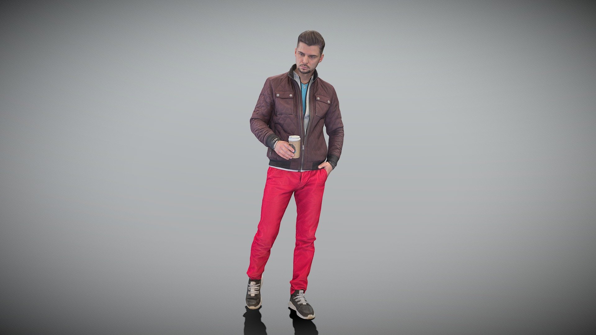 Man in jacket walking 396 3d model