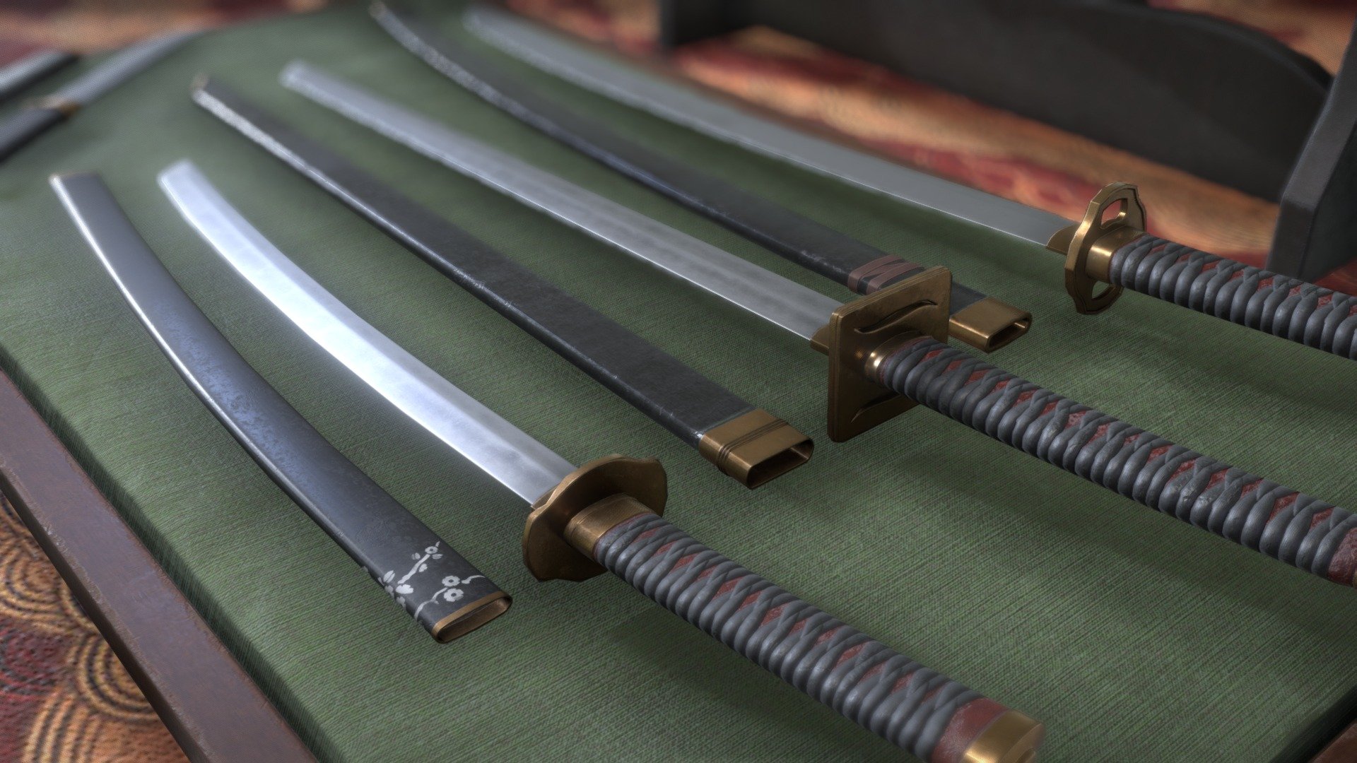 Pack of Japanese melee weapons 3d model