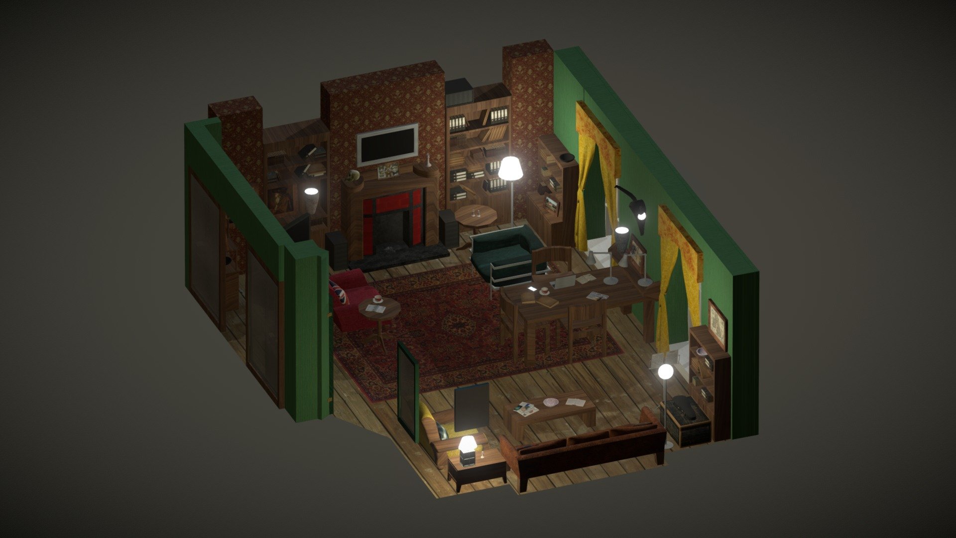 Isometric Room 3d model