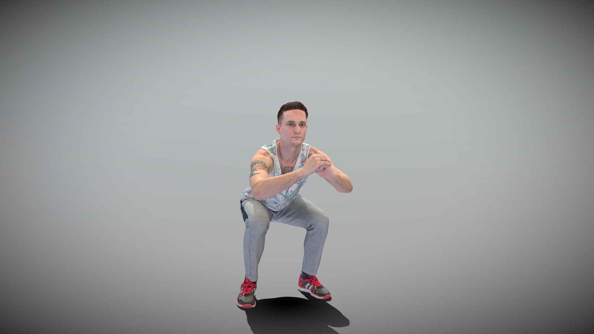 Young man doing squats 393 3d model