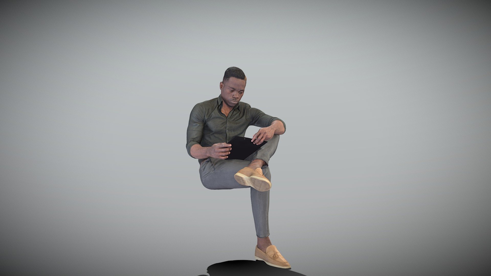 Young man sitting and reading 394 3d model