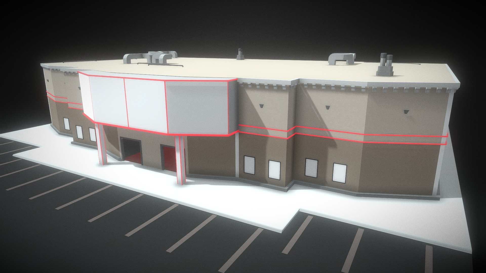 Movie Theatre (Low Poly Style) 3d model