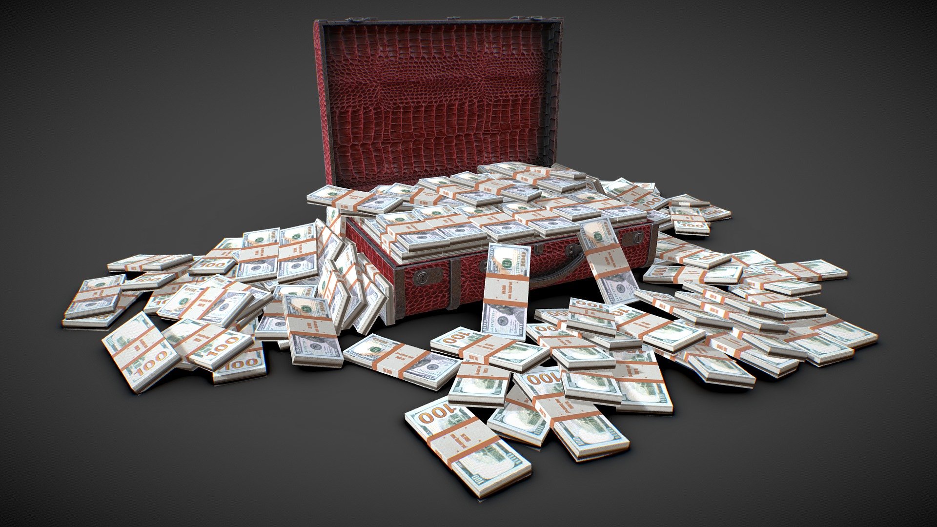 Suitcase with money 3d model