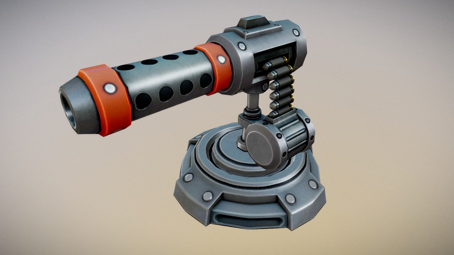 Stylized Machinegun Turret 01 3d model