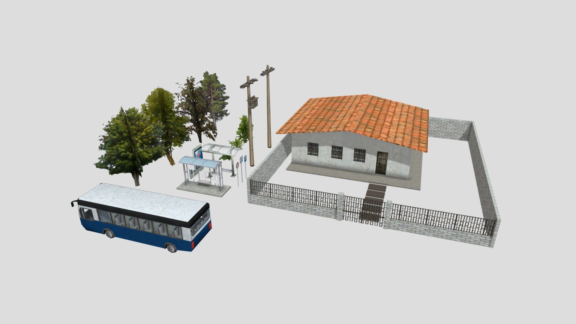 Bus stop props 3d model