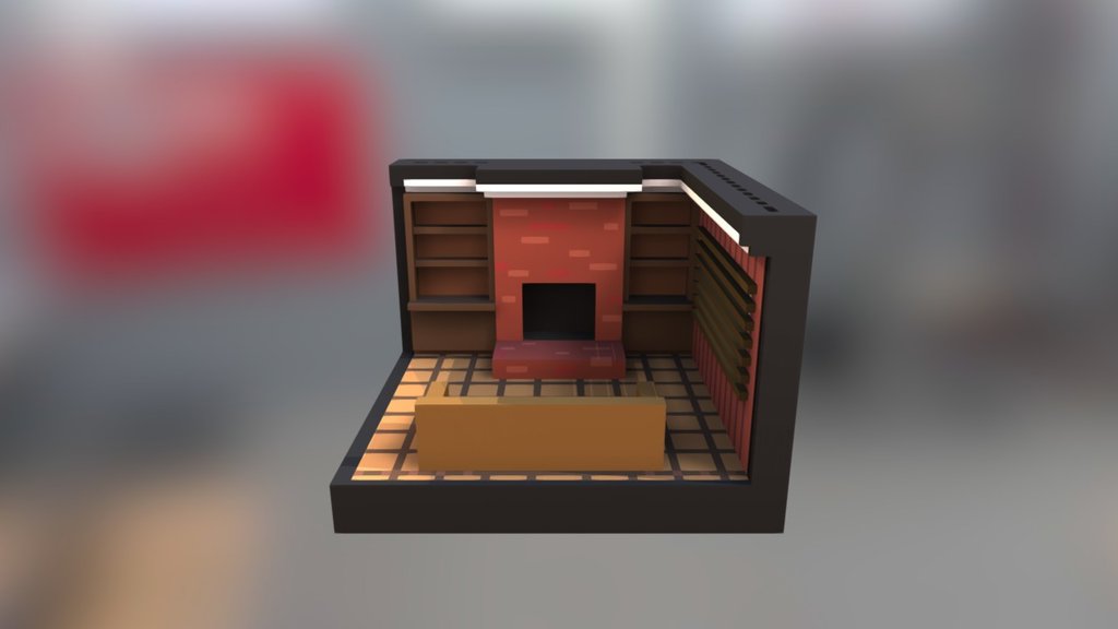 voxel Fireplace 3d model