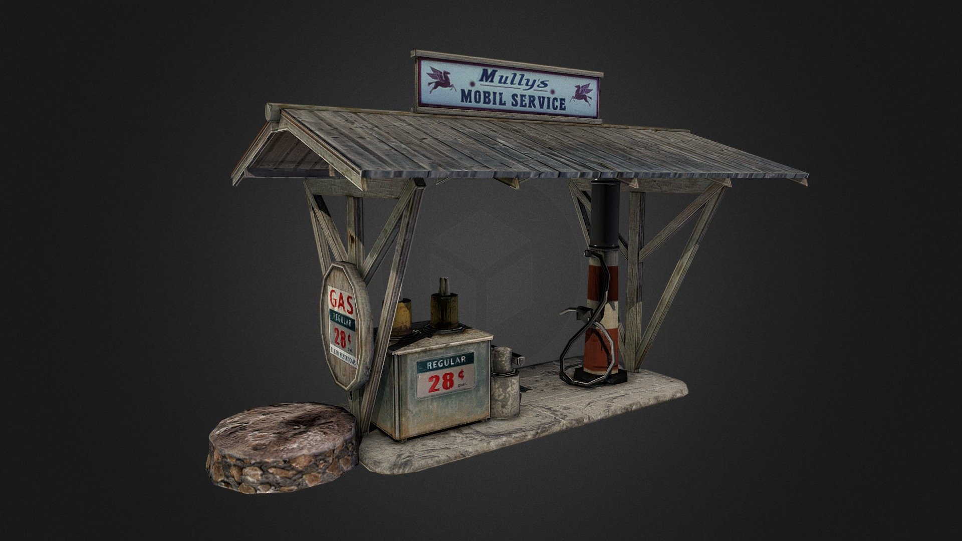 Old Gas Station 3d model