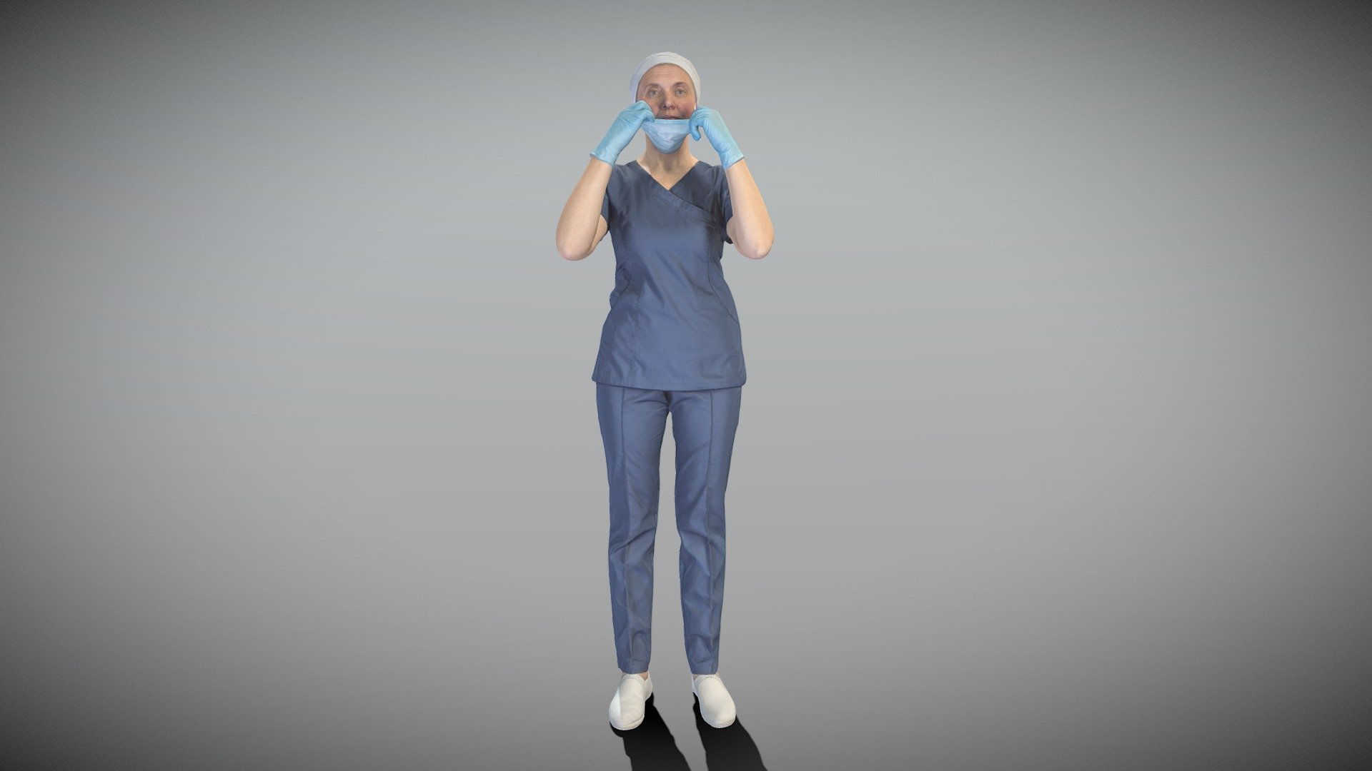 Nurse putting on medical mask 323 3d model