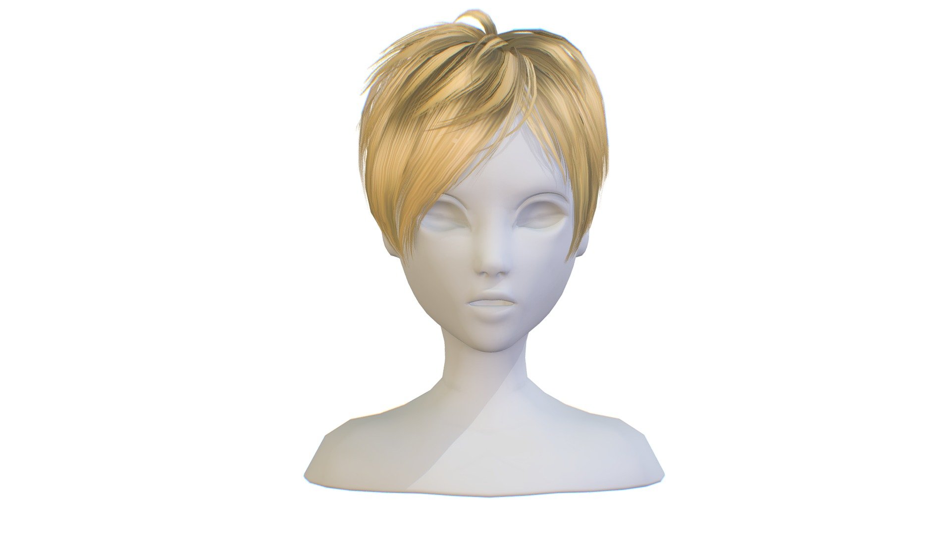 cartoon lush female 006 haircut of short 3d model