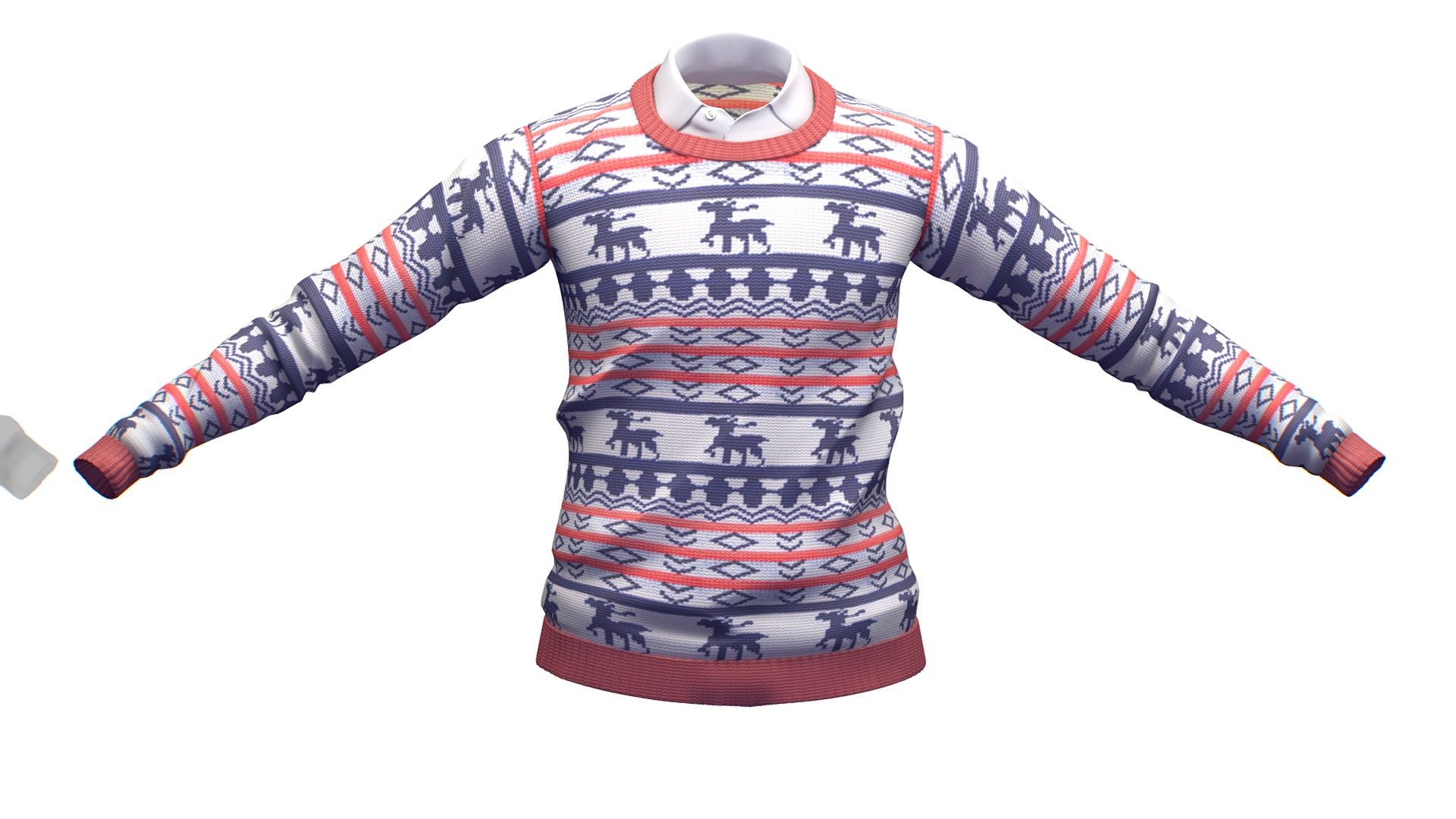 Cartoon High Poly Subdivision Knitted Sweater 3d model