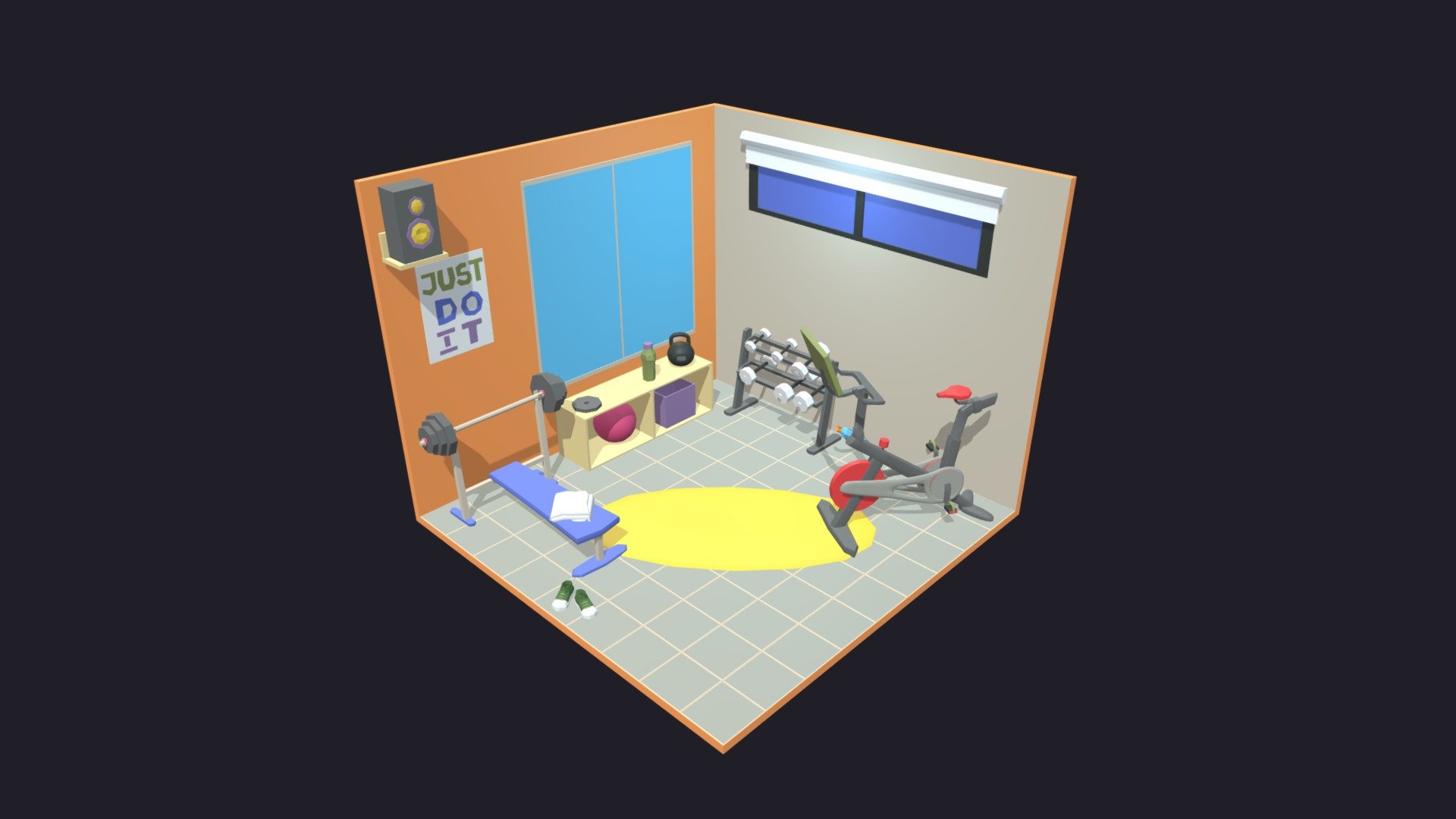 Gym Room 9 Low-poly 3D model 3d model