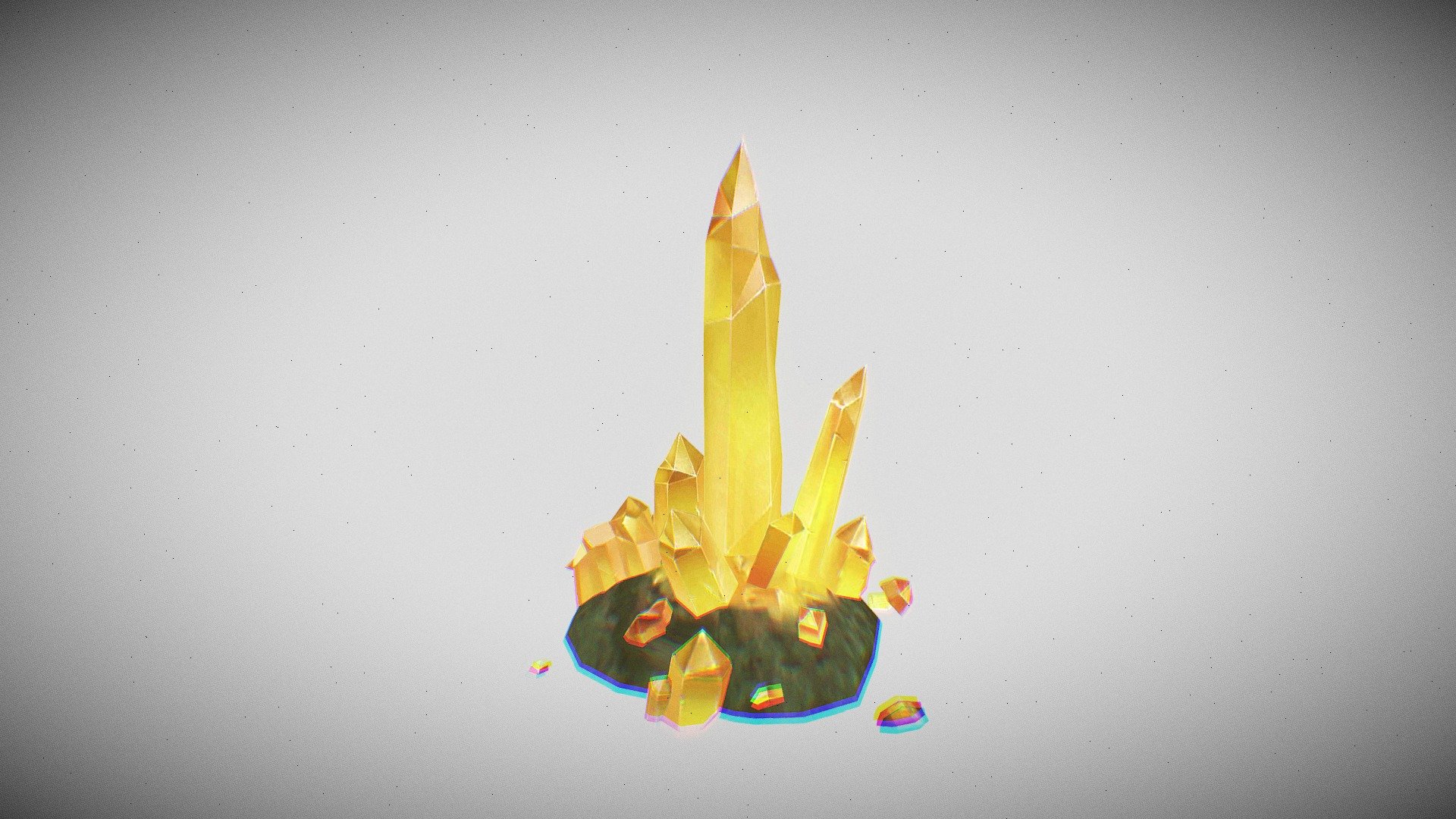 Lowpoly textured golden crystals 3d model