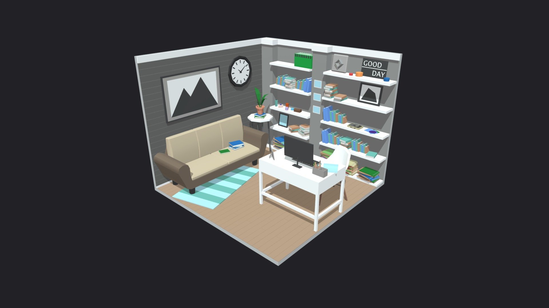 Office Room 15 Low-poly 3D model 3d model