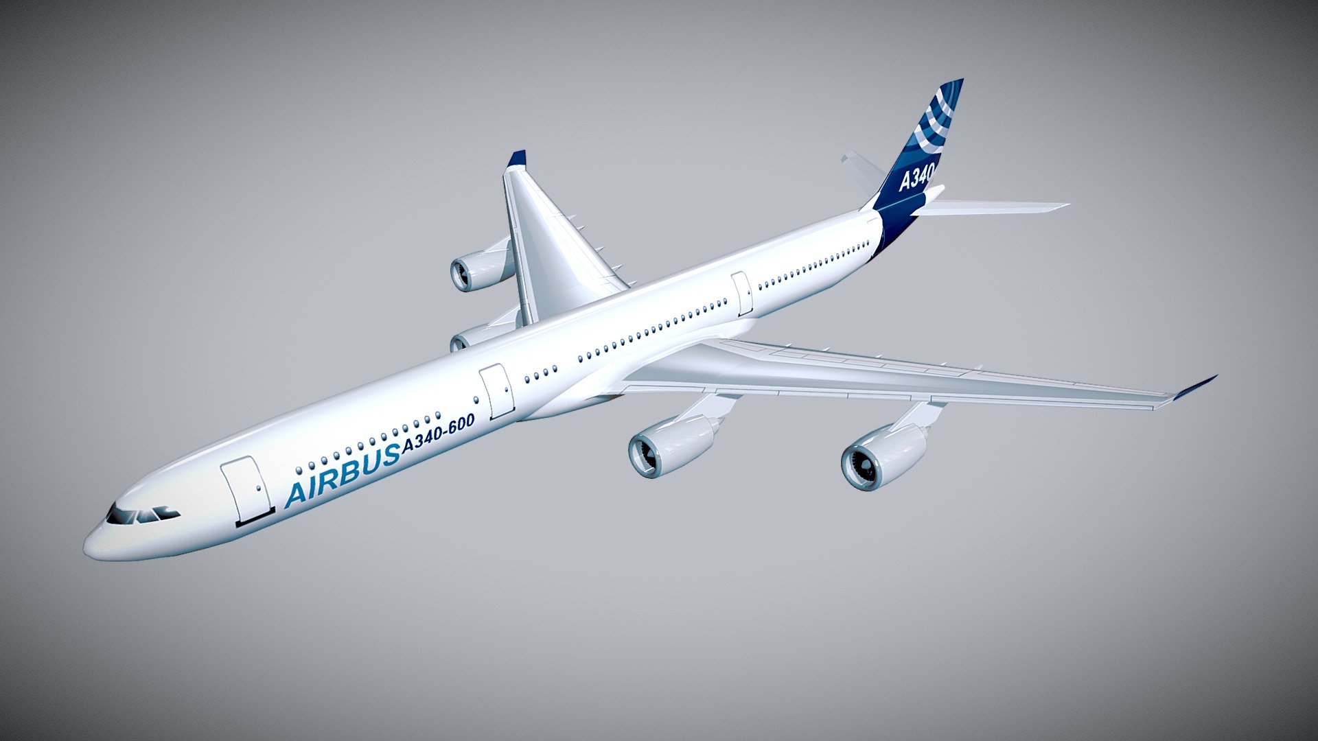 Airbus A340-600 commercial jet 3d model