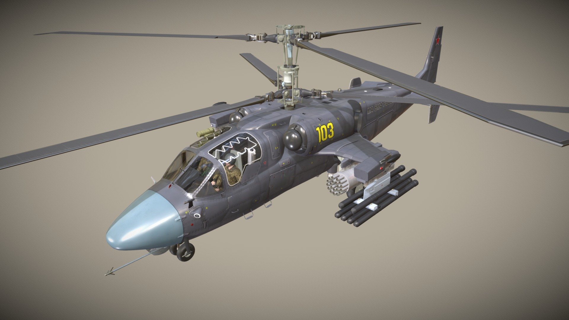 Kamov Ka-52K "Katran" Basic Animation 3d model