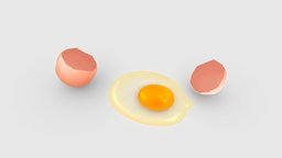 Cartoon egg liquid-egg yolk-broken egg-eggshell