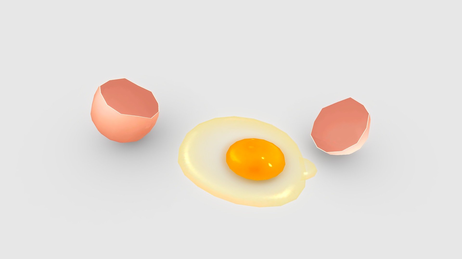 Cartoon egg liquid-egg yolk-broken egg-eggshell 3d model