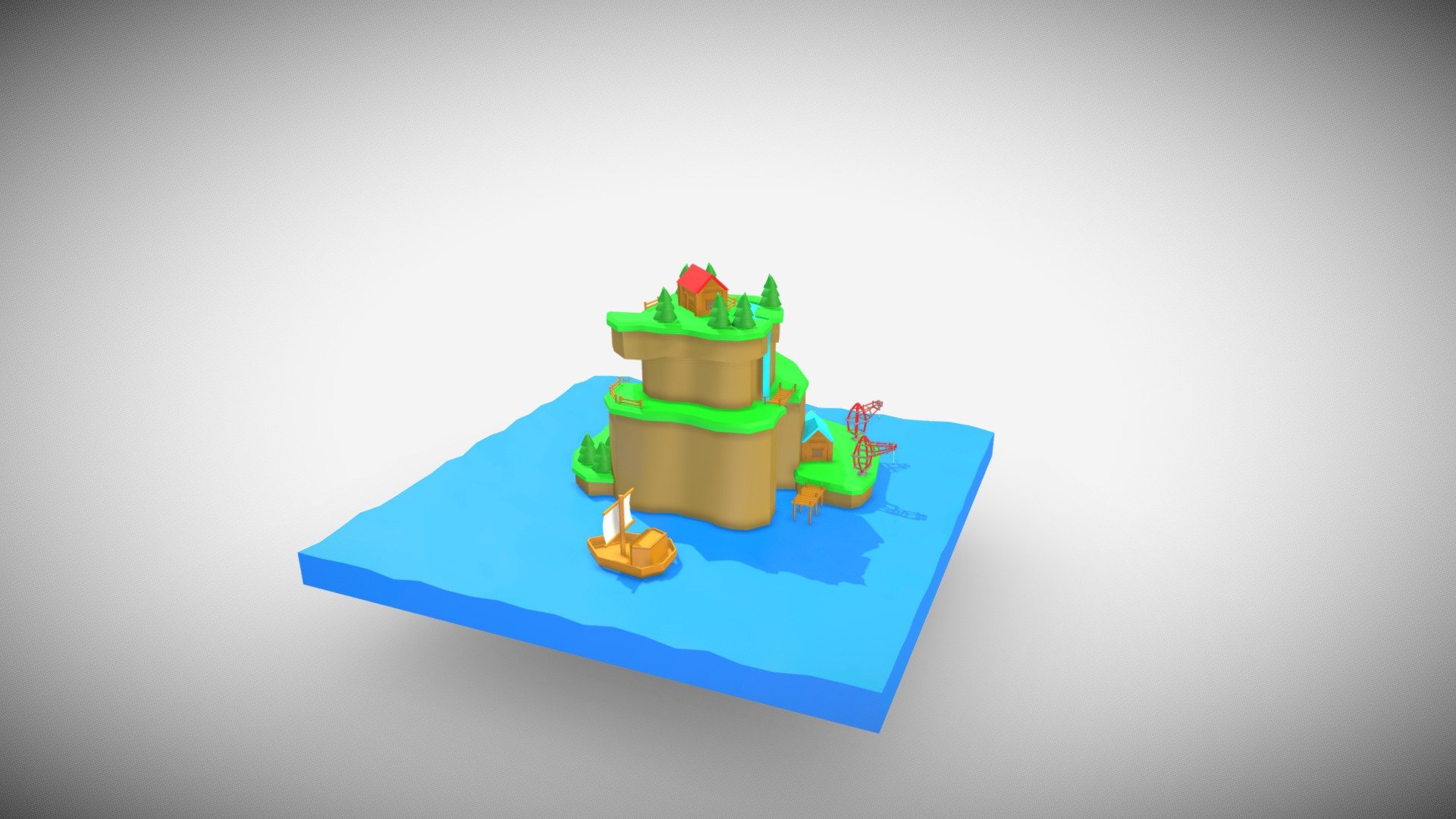 Cartoon Island Diorama 3d model