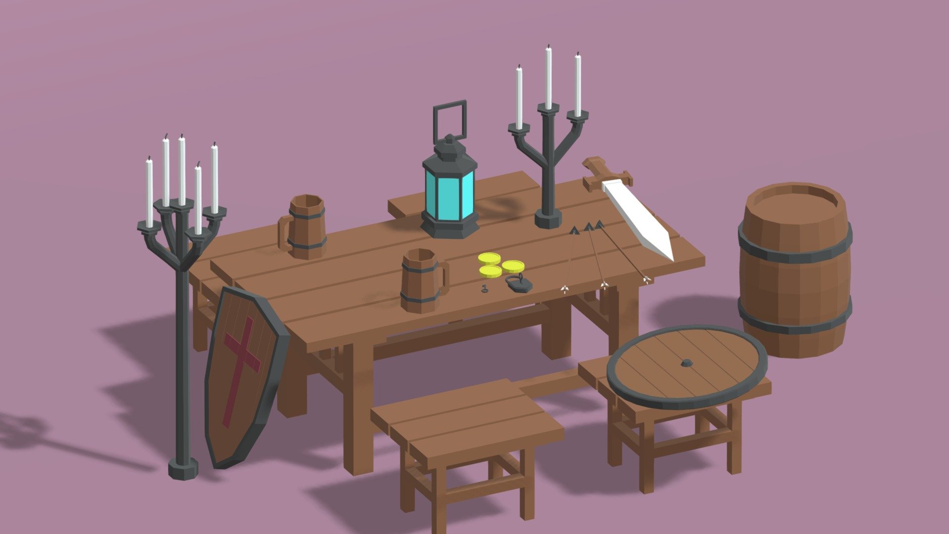 Cartoon Medieval Tavern Pack 3d model