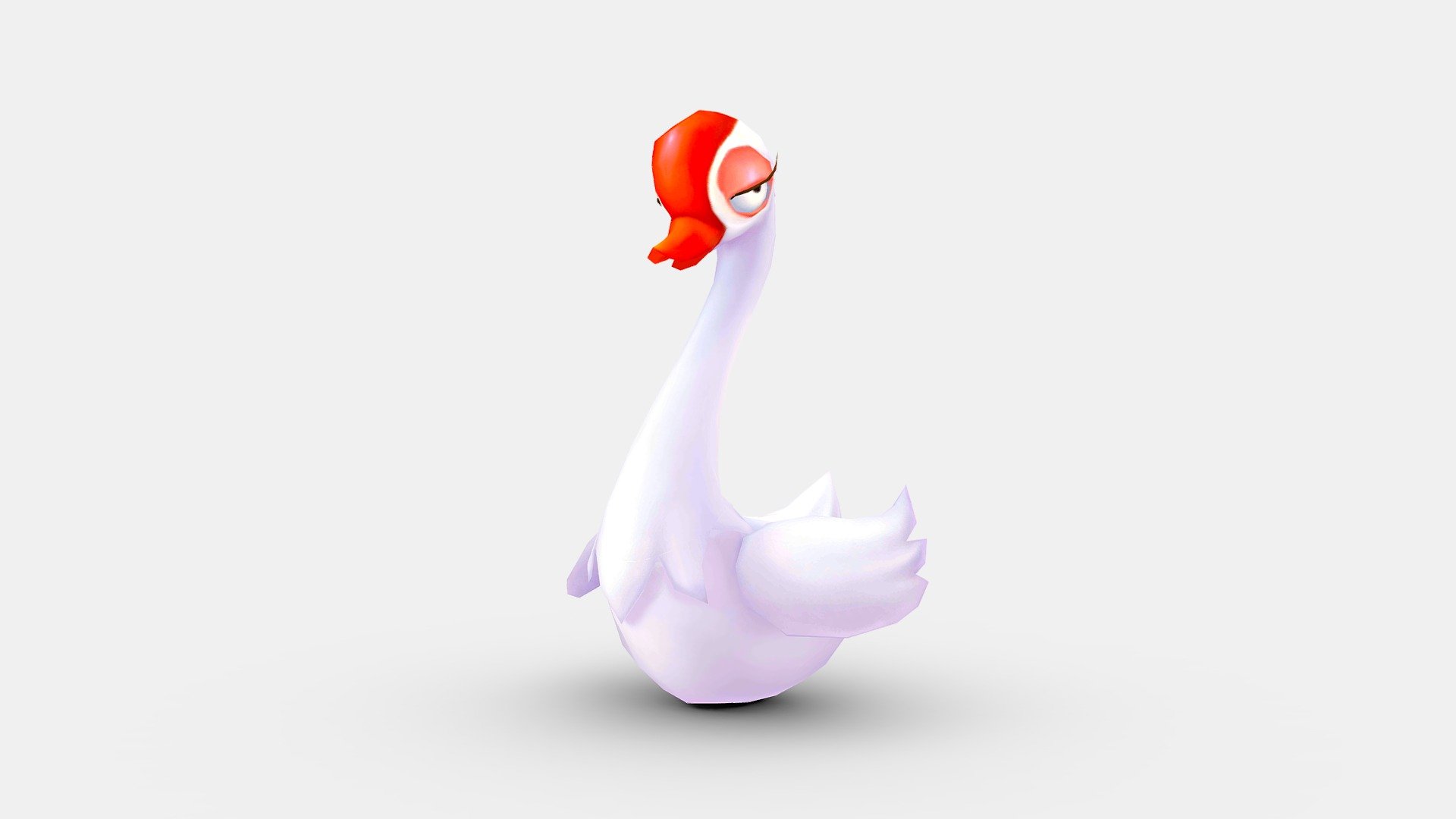 Cartoon white goose 3d model