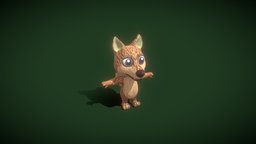 Cartoon Red Wolf Rigged 3D Model