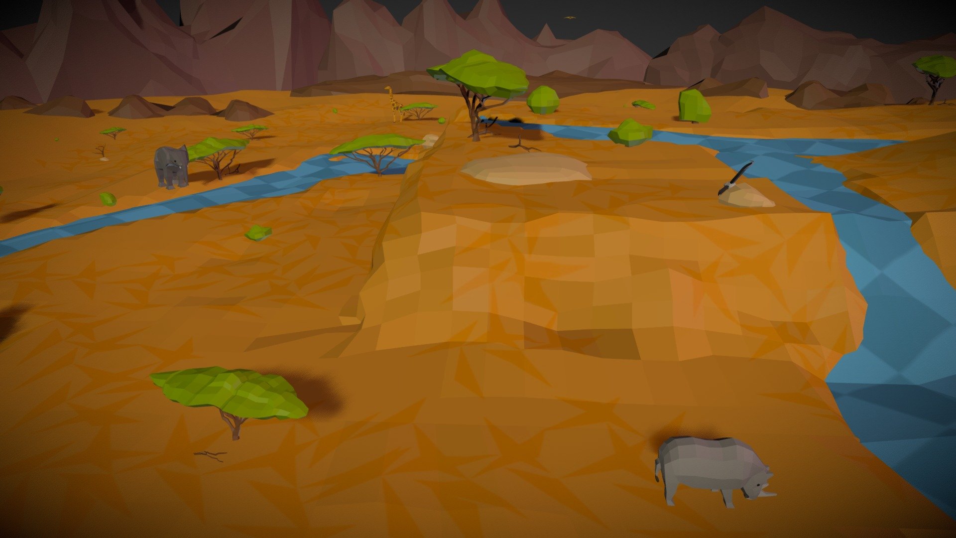 Savanna Scene 3d model