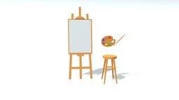 Cartoon Easel And Artist Palette