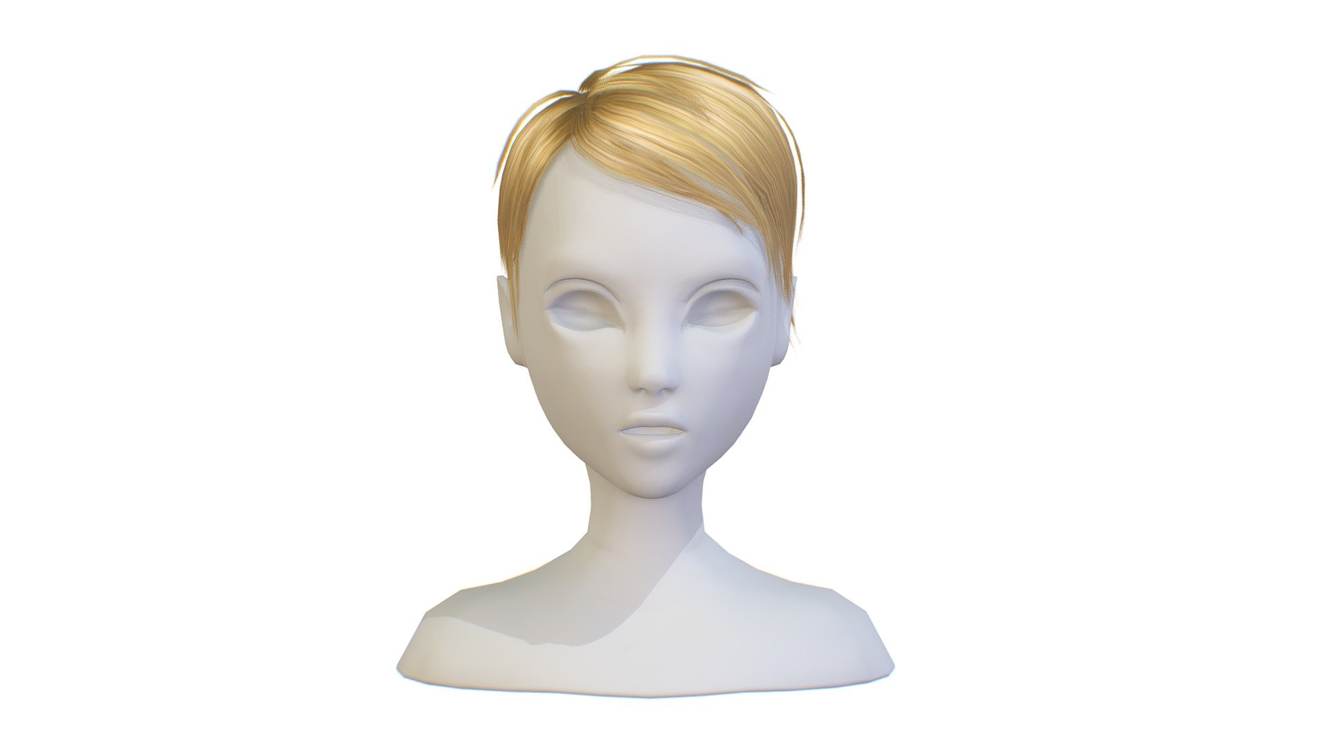 cartoon lush female 003 haircut of short 3d model