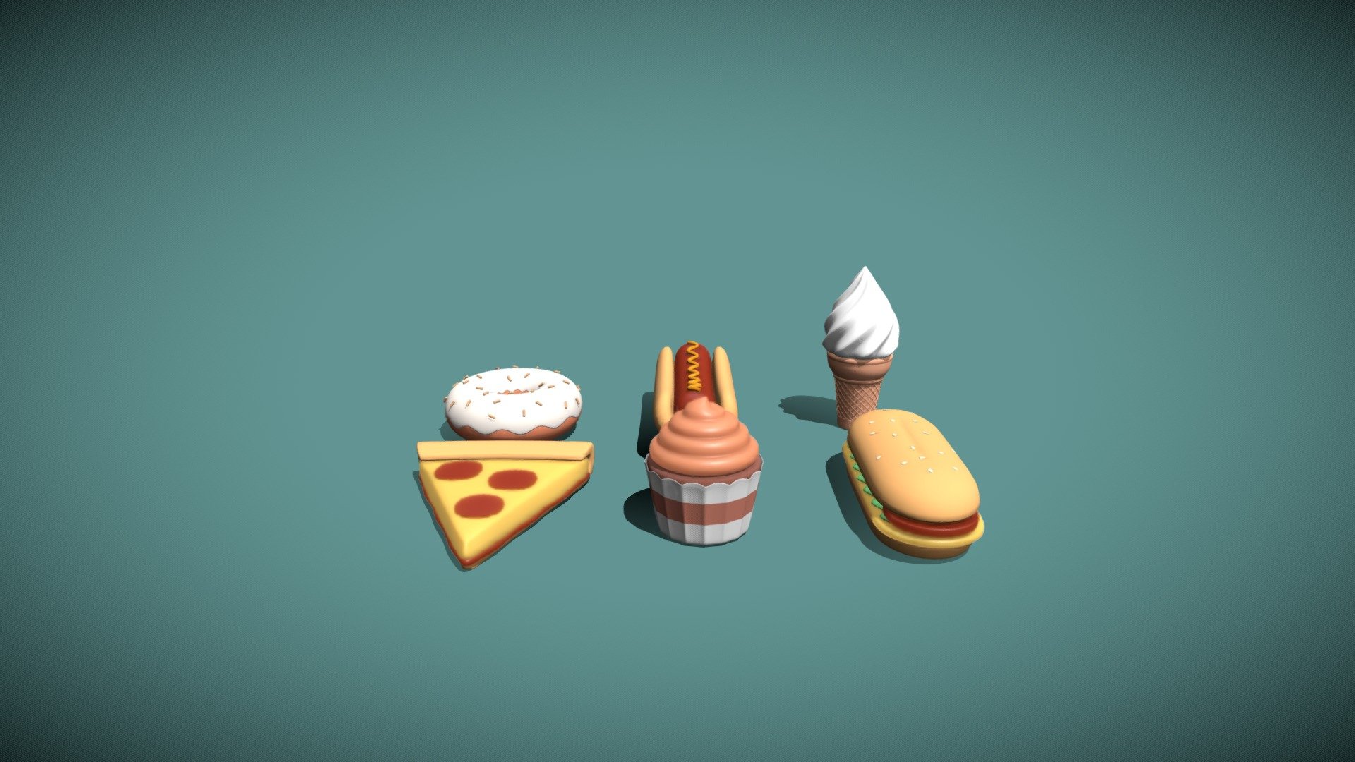 Cartoon food 3d model