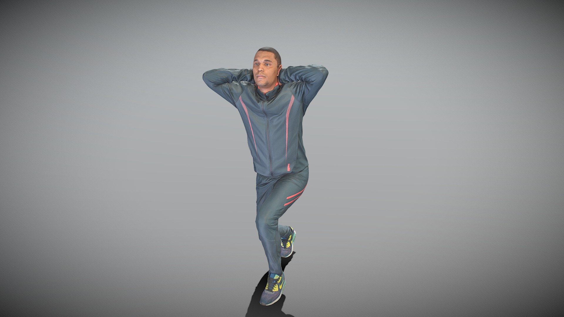 Young man in sportswear doing exercise 375 3d model