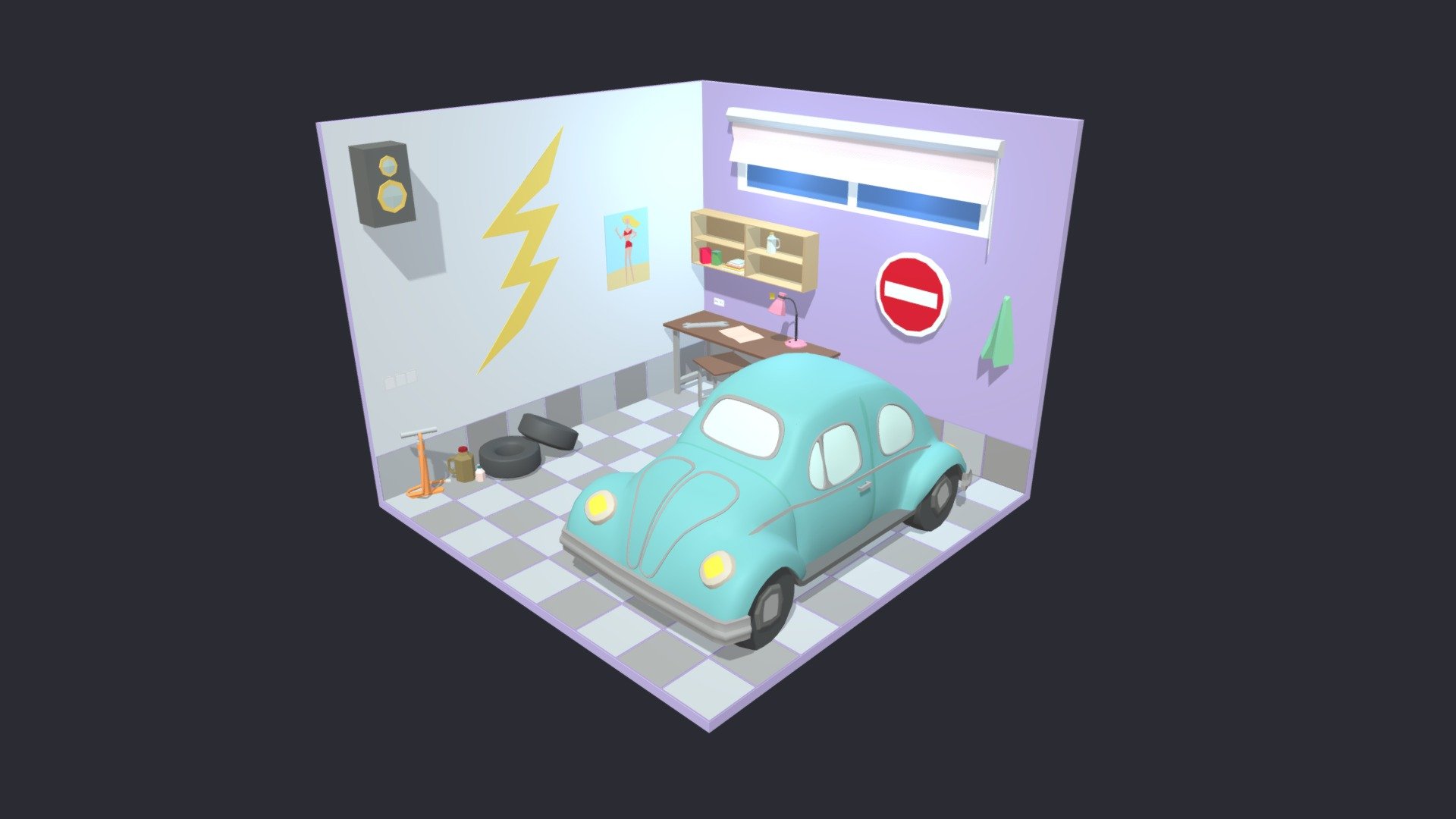 Garage Room 20 Low-poly 3D model 3d model