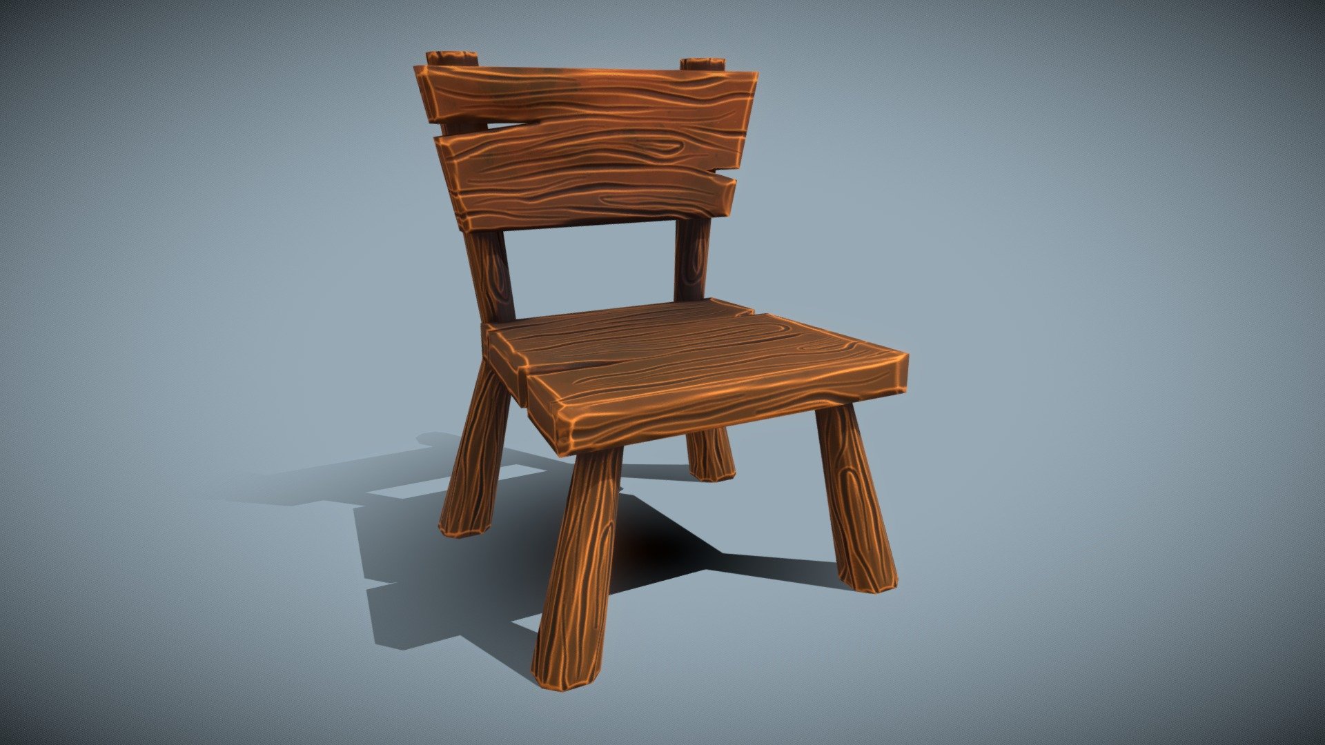 Stylized Wood Chair 3d model