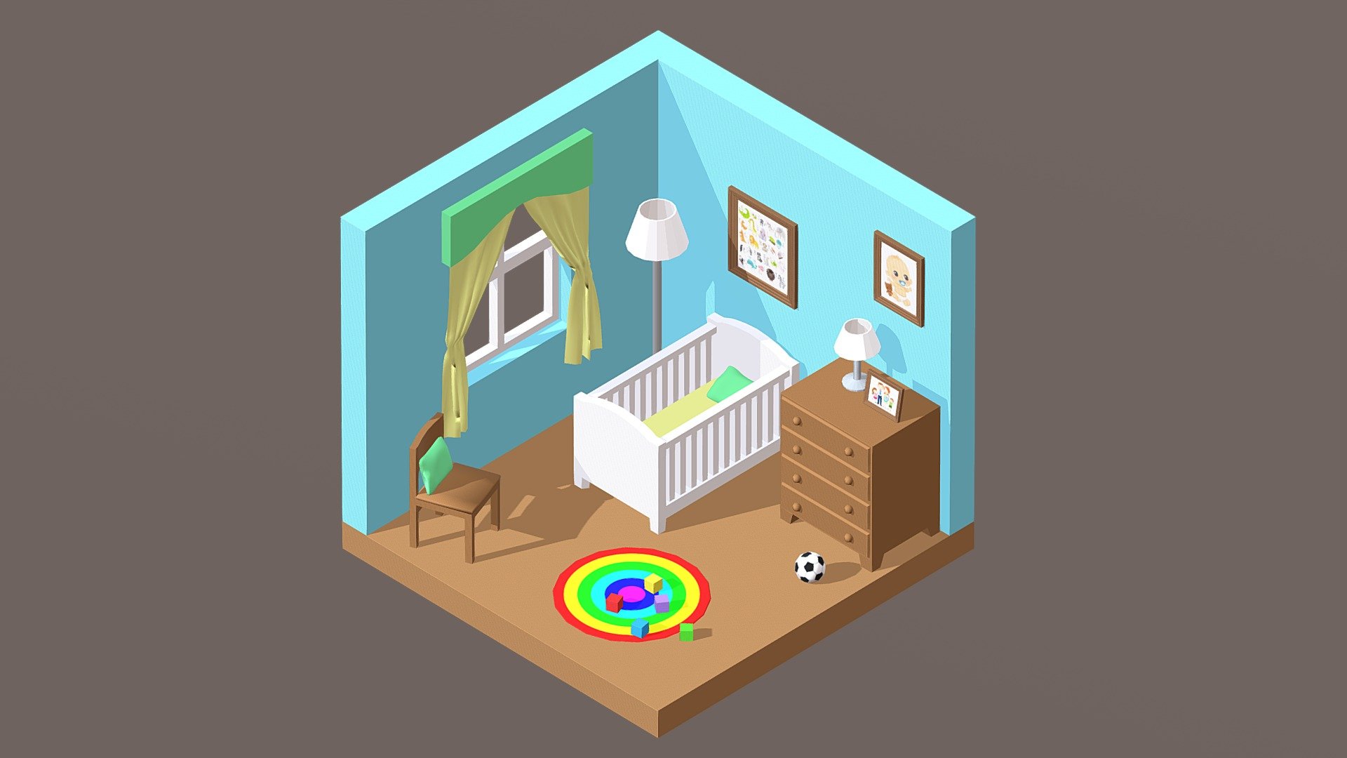 Isometric Baby Room (Daytime) 3d model