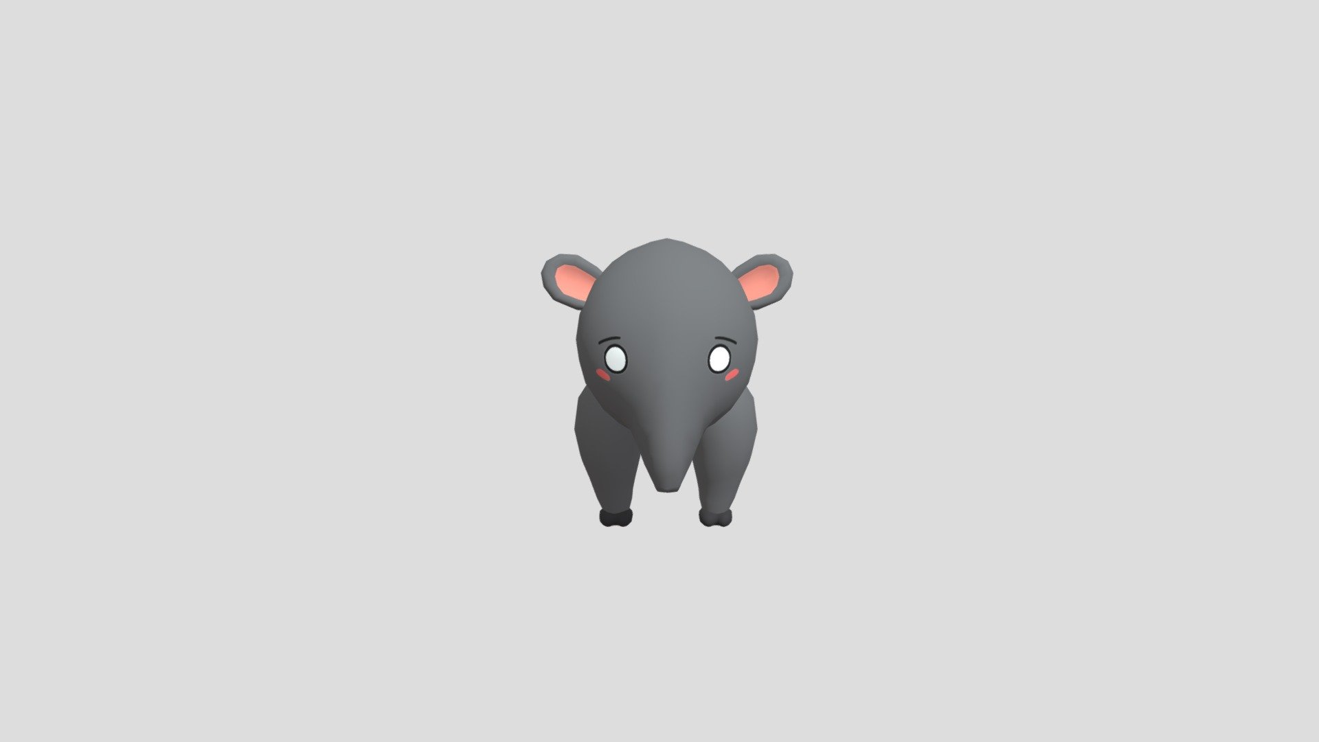 Cute low-poly tapir 3d model