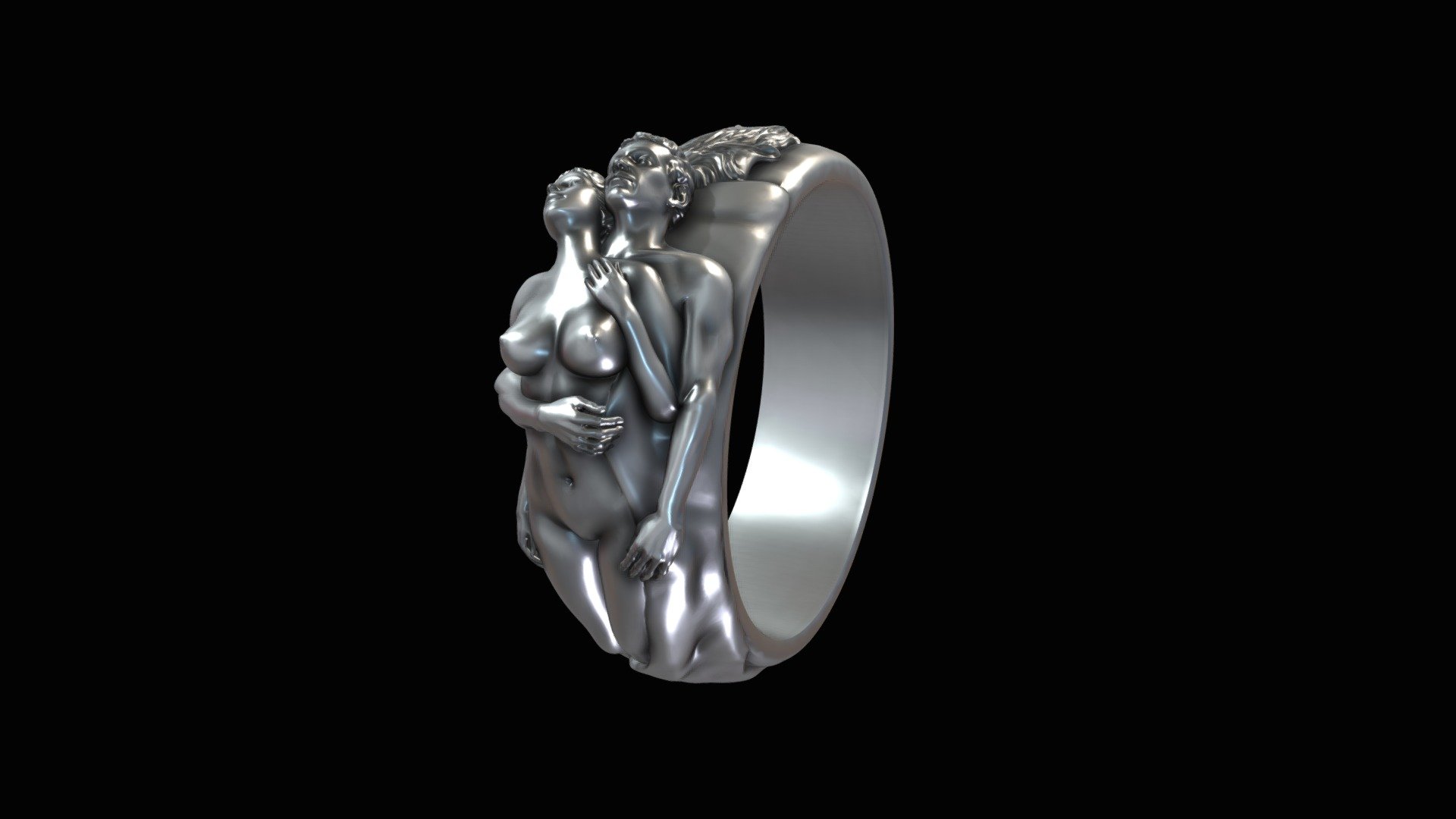 Ring man and woman hugging 3d model