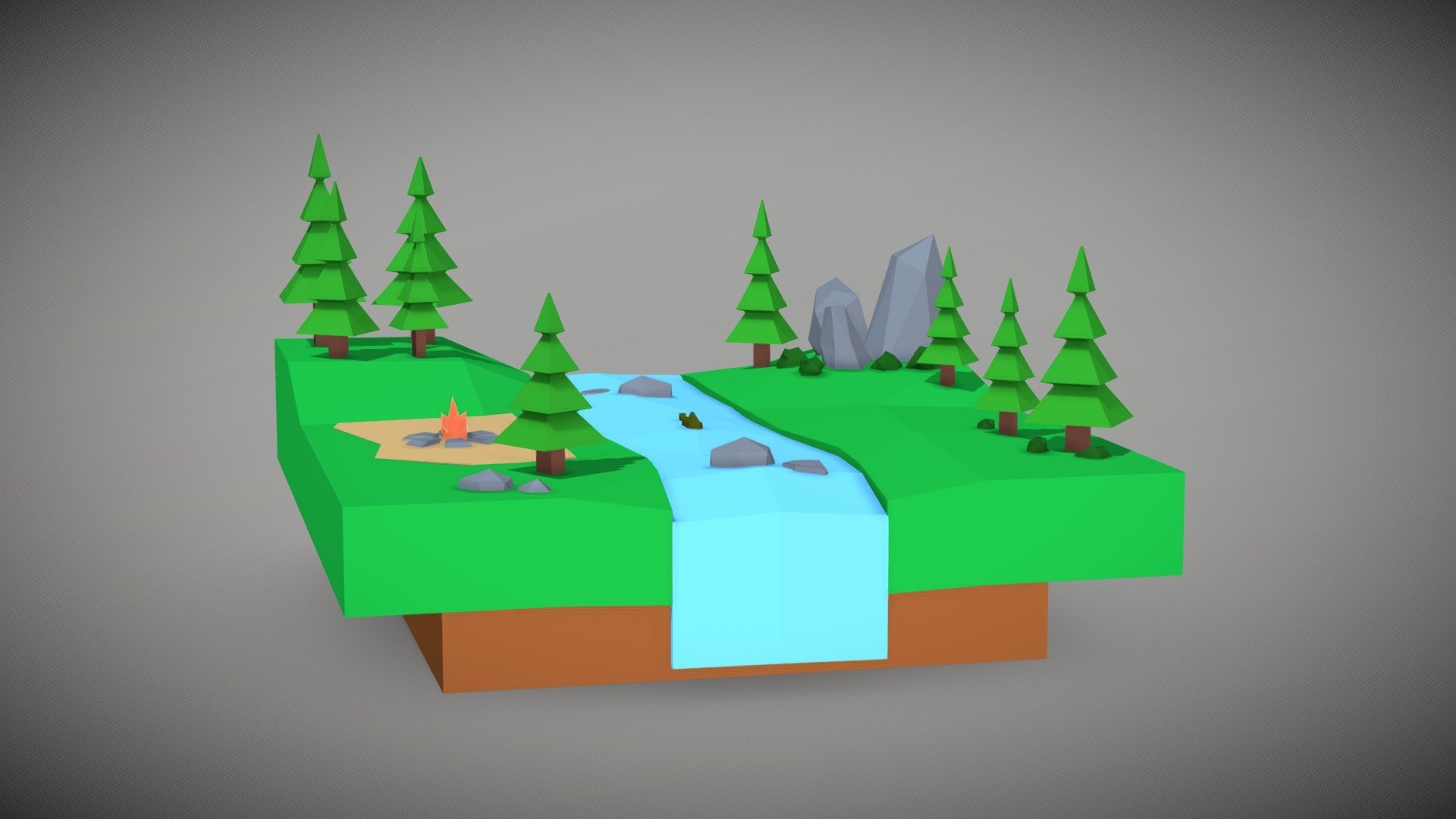 forest island low poly 3d model